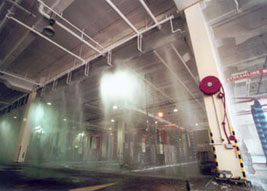 Противопожарная водяная завеса в промышленных помещениях